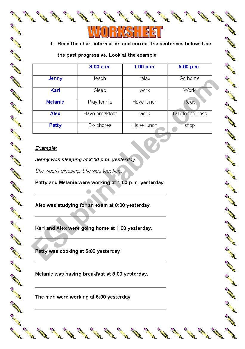 past progressive worksheet worksheet