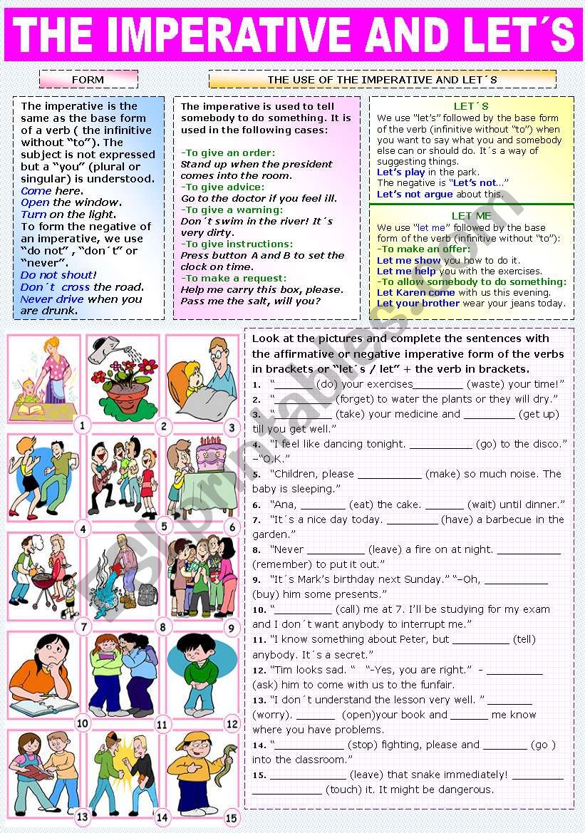 THE IMPERATIVE AND LET´S - ESL worksheet by Katiana