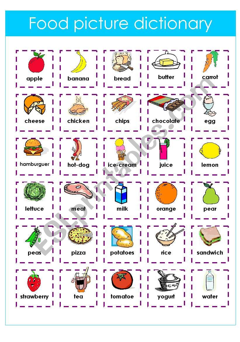 FOOD Picture Dictionary ESL Worksheet By Edurne tudela