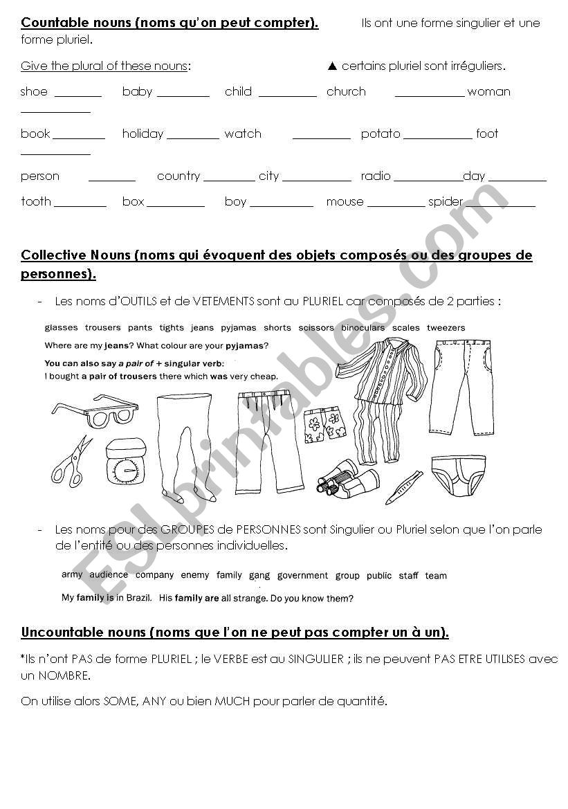 Count Uncoun Nouns worksheet