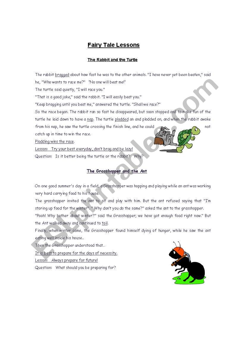 Fairy Tale Lessons, Story and Quiz