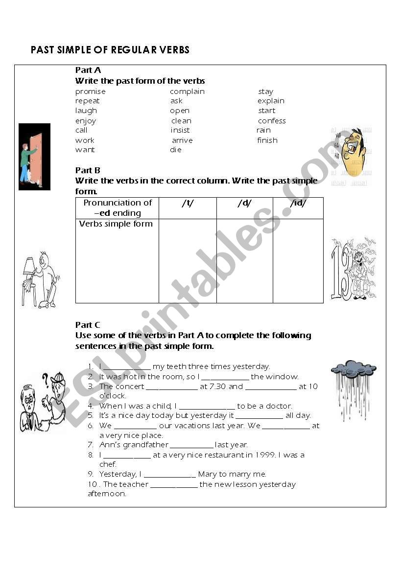 PAST SIMPLE OF REGULAR VERBS  worksheet