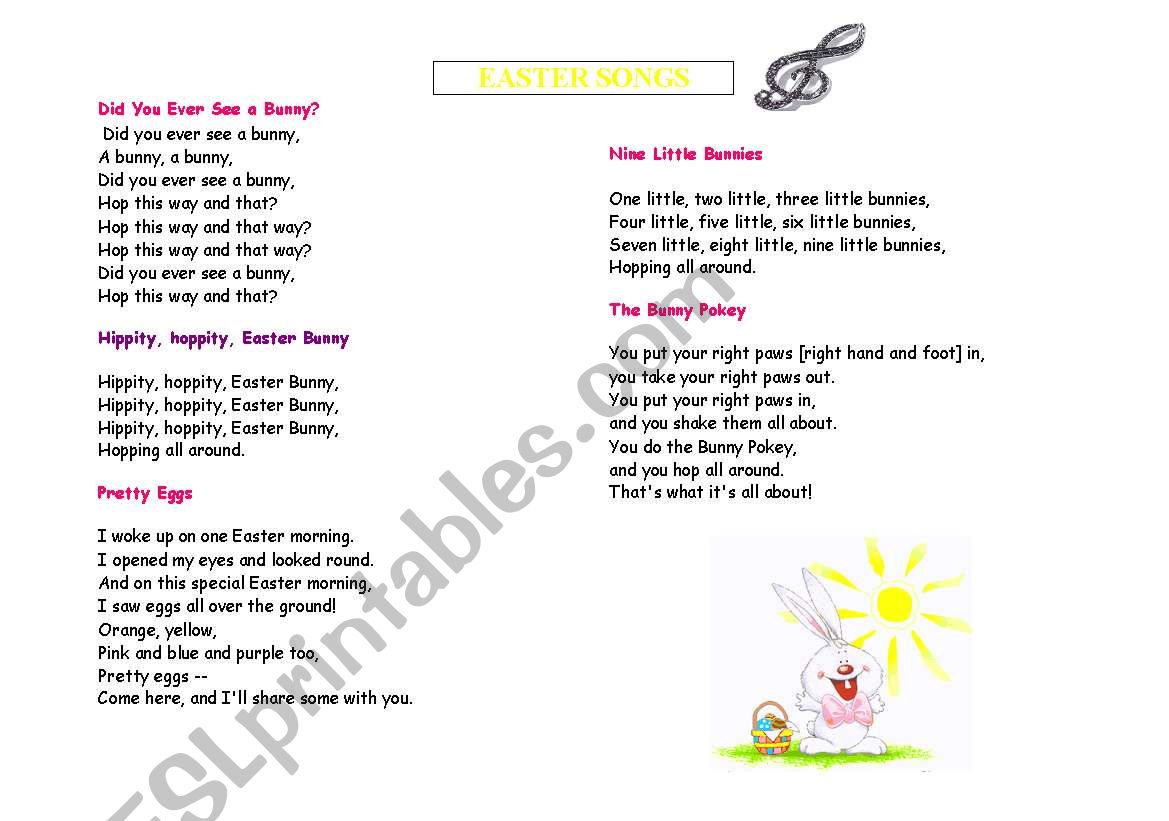 eASTER SONGS worksheet