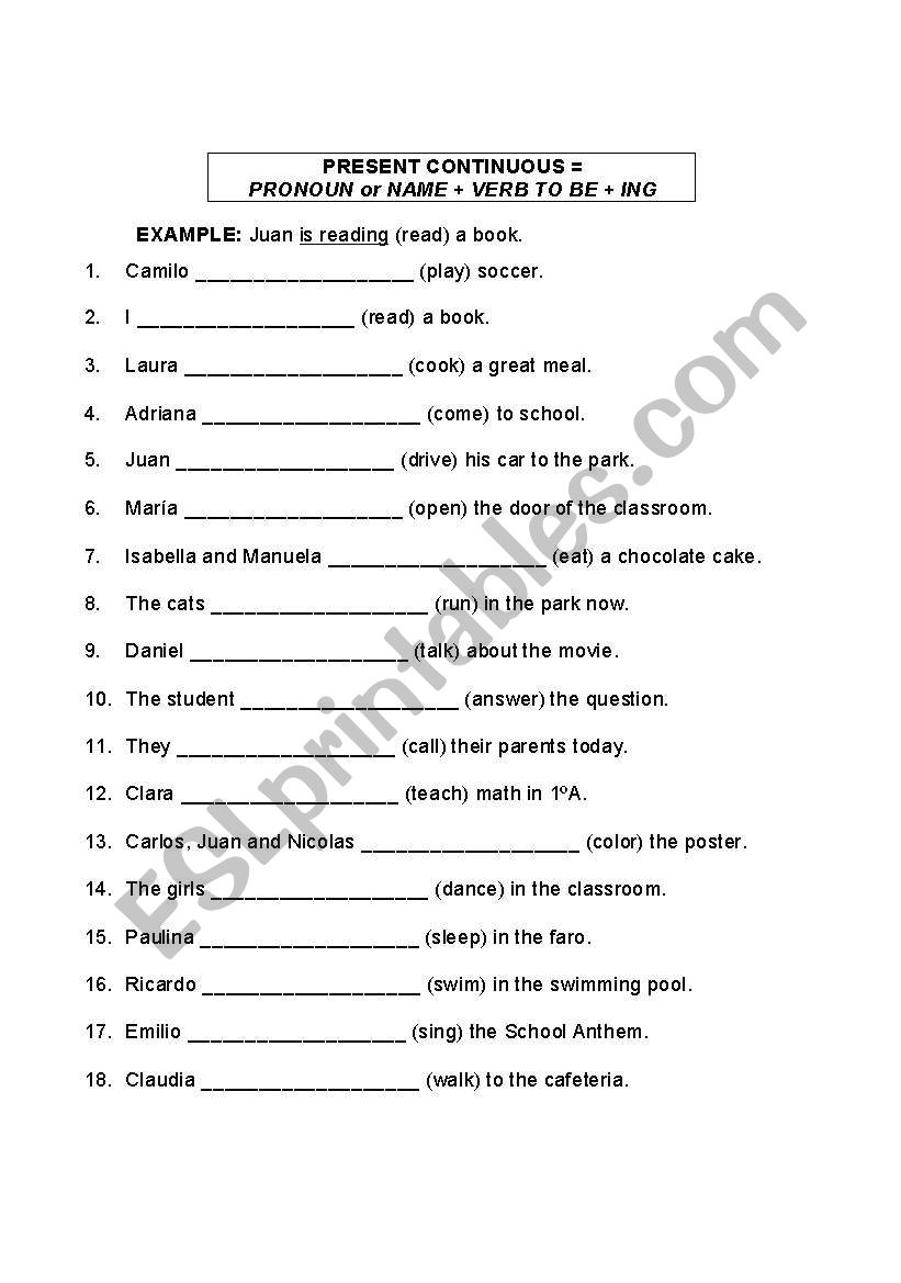 Present Progressive worksheet