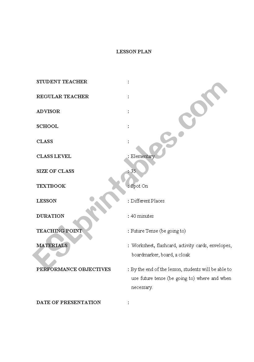 lesson plan  worksheet