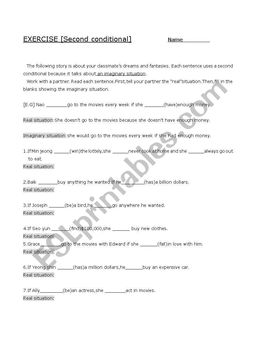 secound conditional worksheet