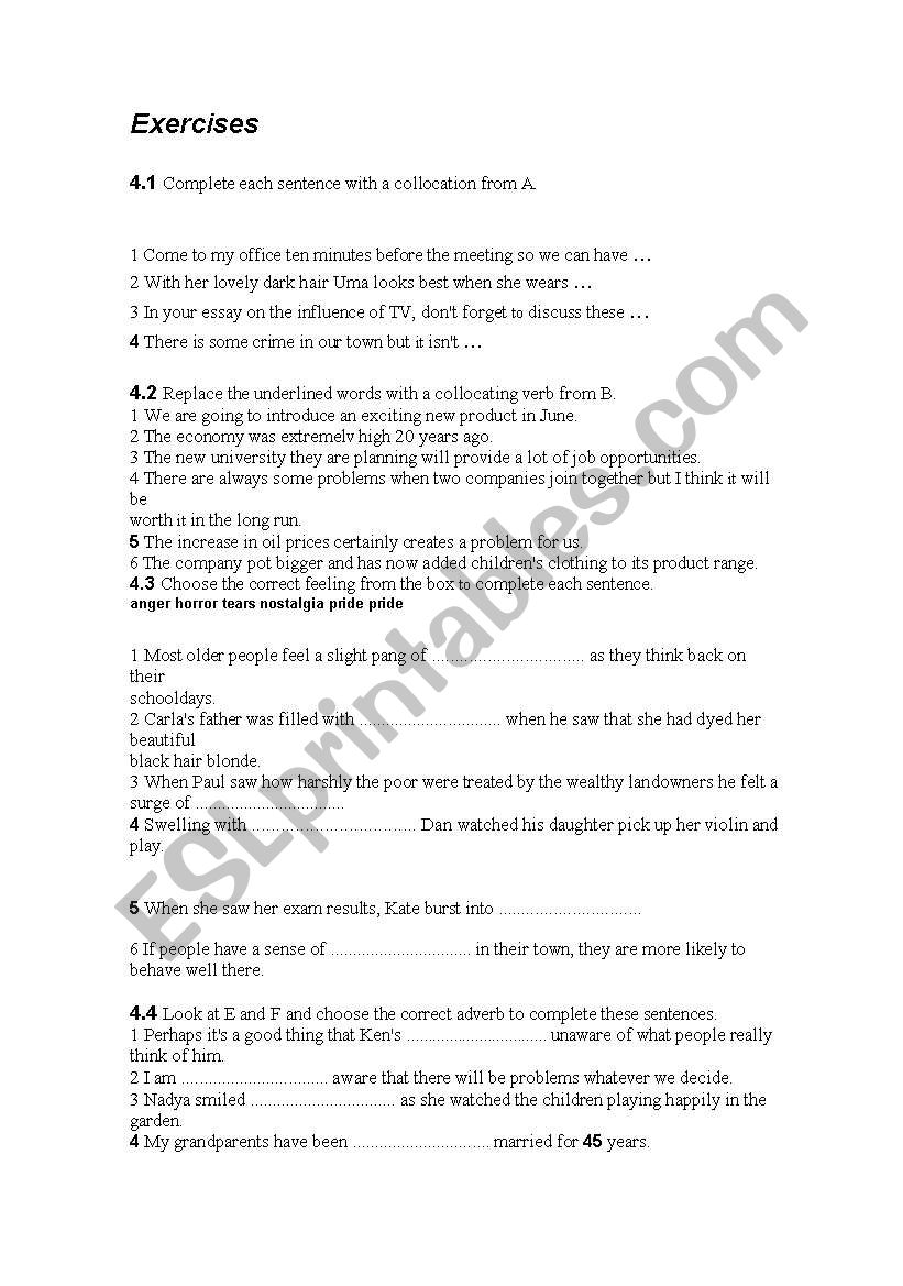 COLLOCATION  worksheet