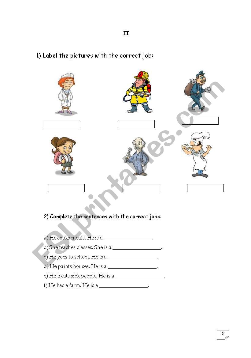test family and jobs (page 3) worksheet