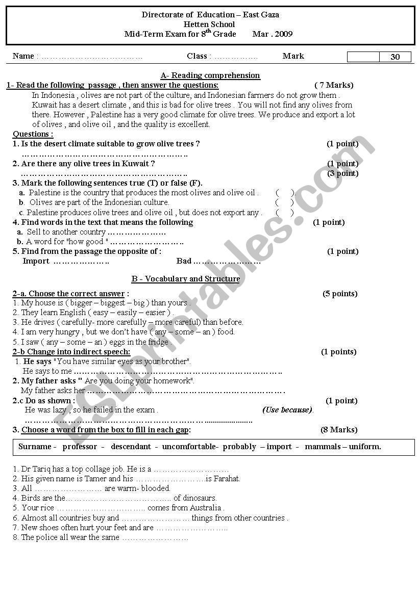 EXAM worksheet