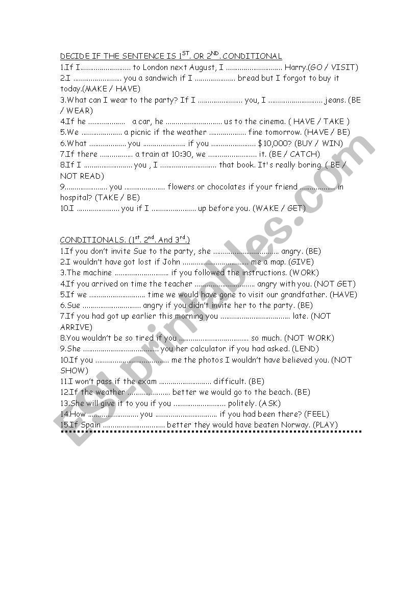 conditionals worksheet