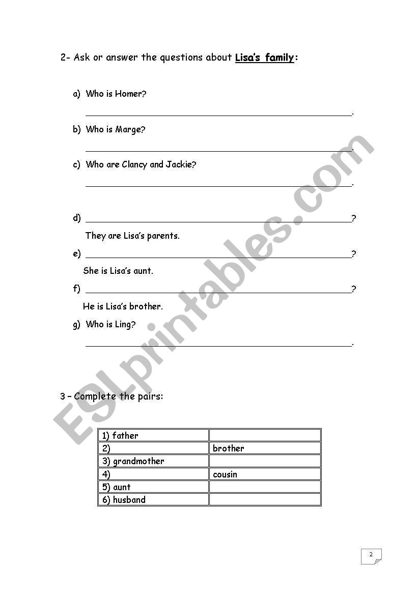 test family and jobs page 2 worksheet