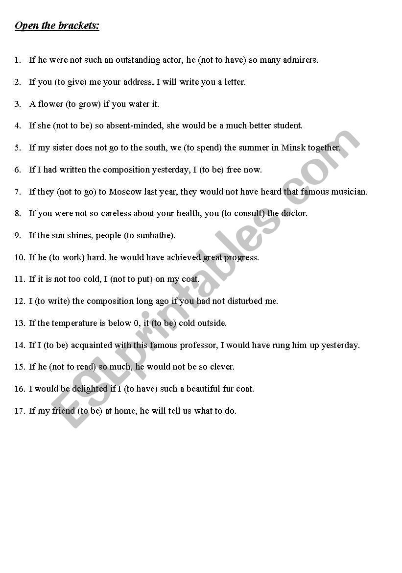 The Conditional sentences worksheet