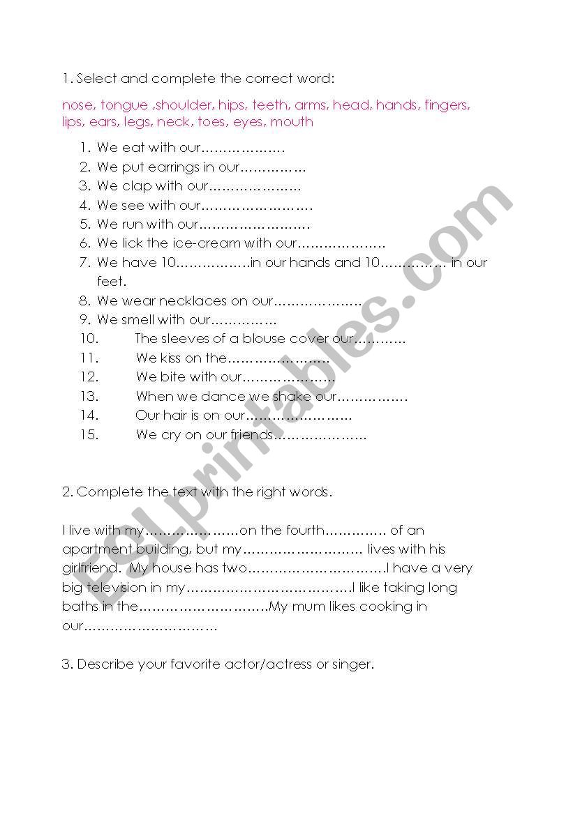 Small test worksheet