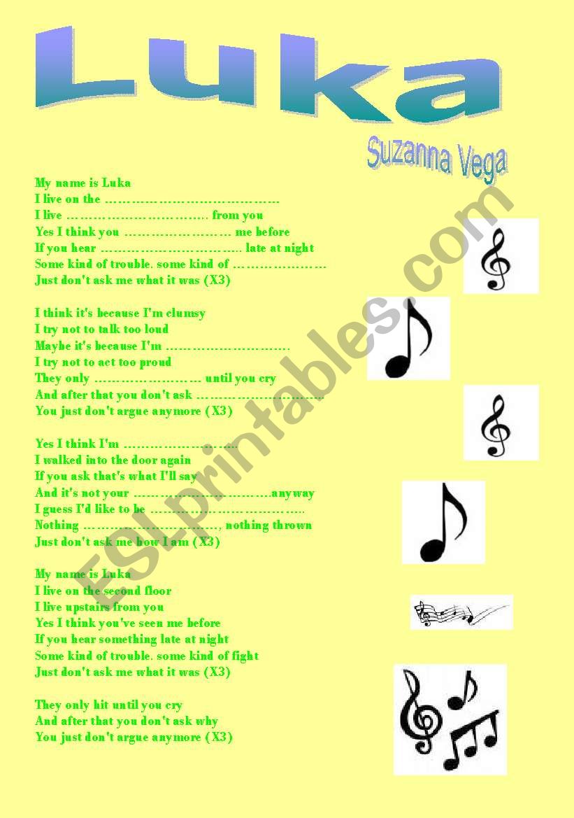 gap song and an exercise worksheet