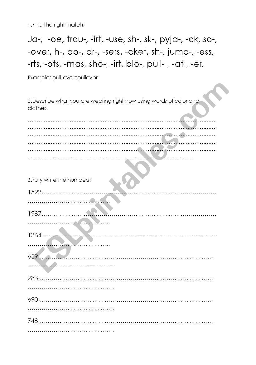 Word exercises worksheet