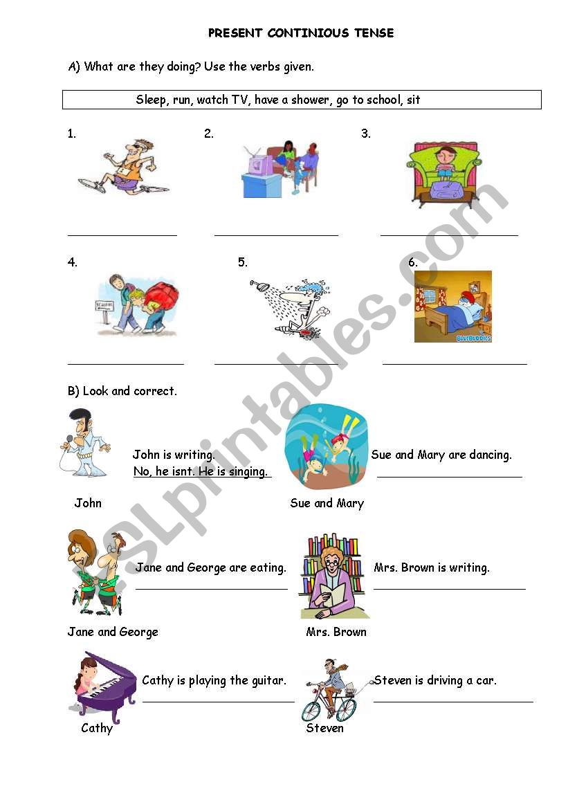 Present Continuous Tense worksheet