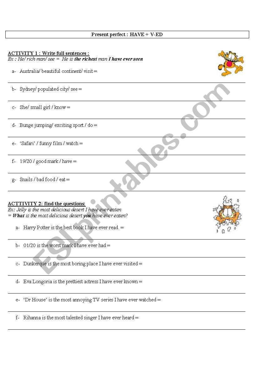 PRESENT PERFECT With EVER And Using The Superlatives ESL Worksheet By Sbellevrat