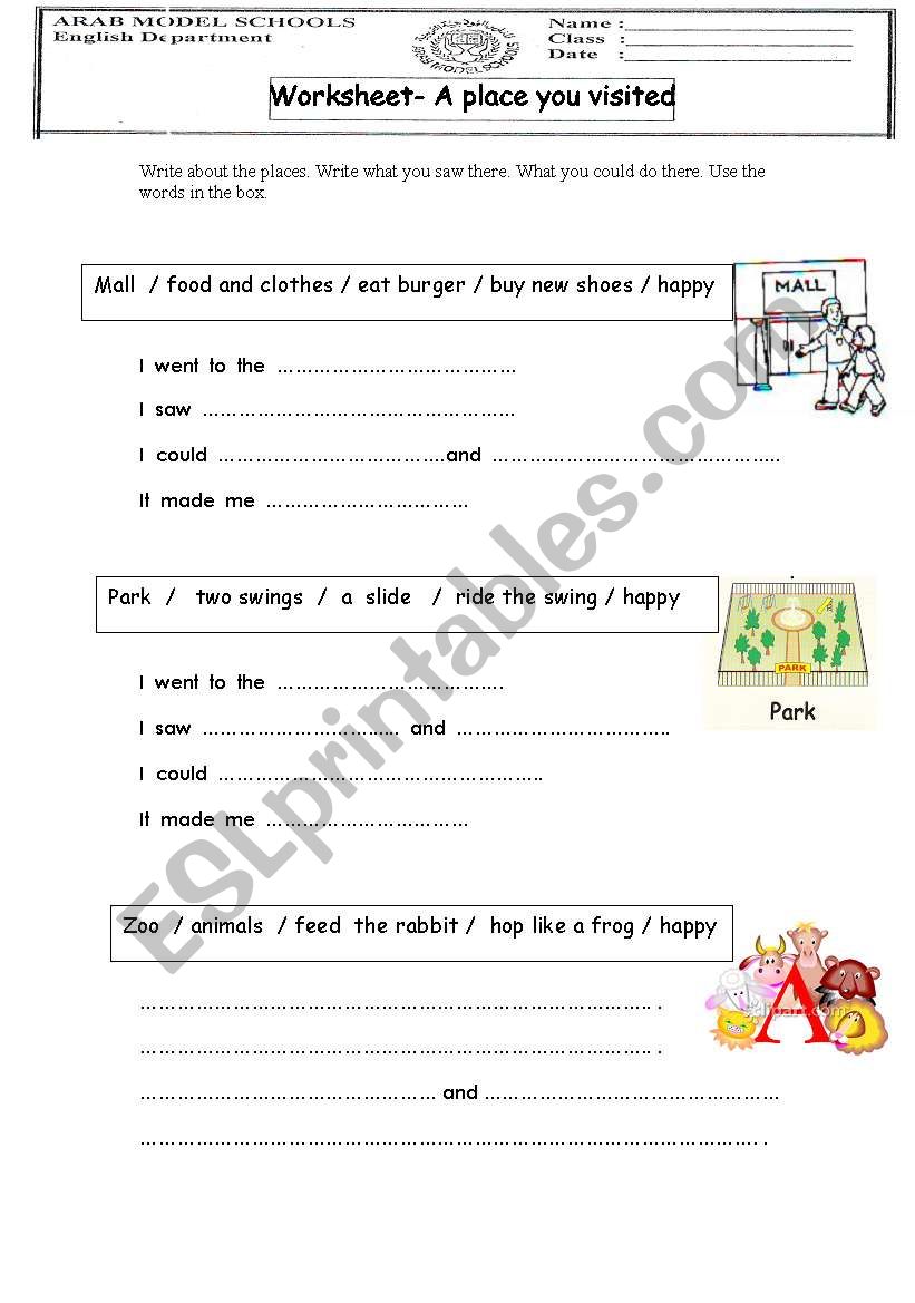 Names of Places worksheet