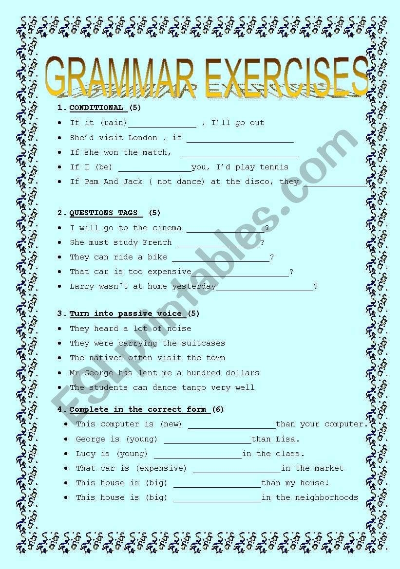 exercises worksheet