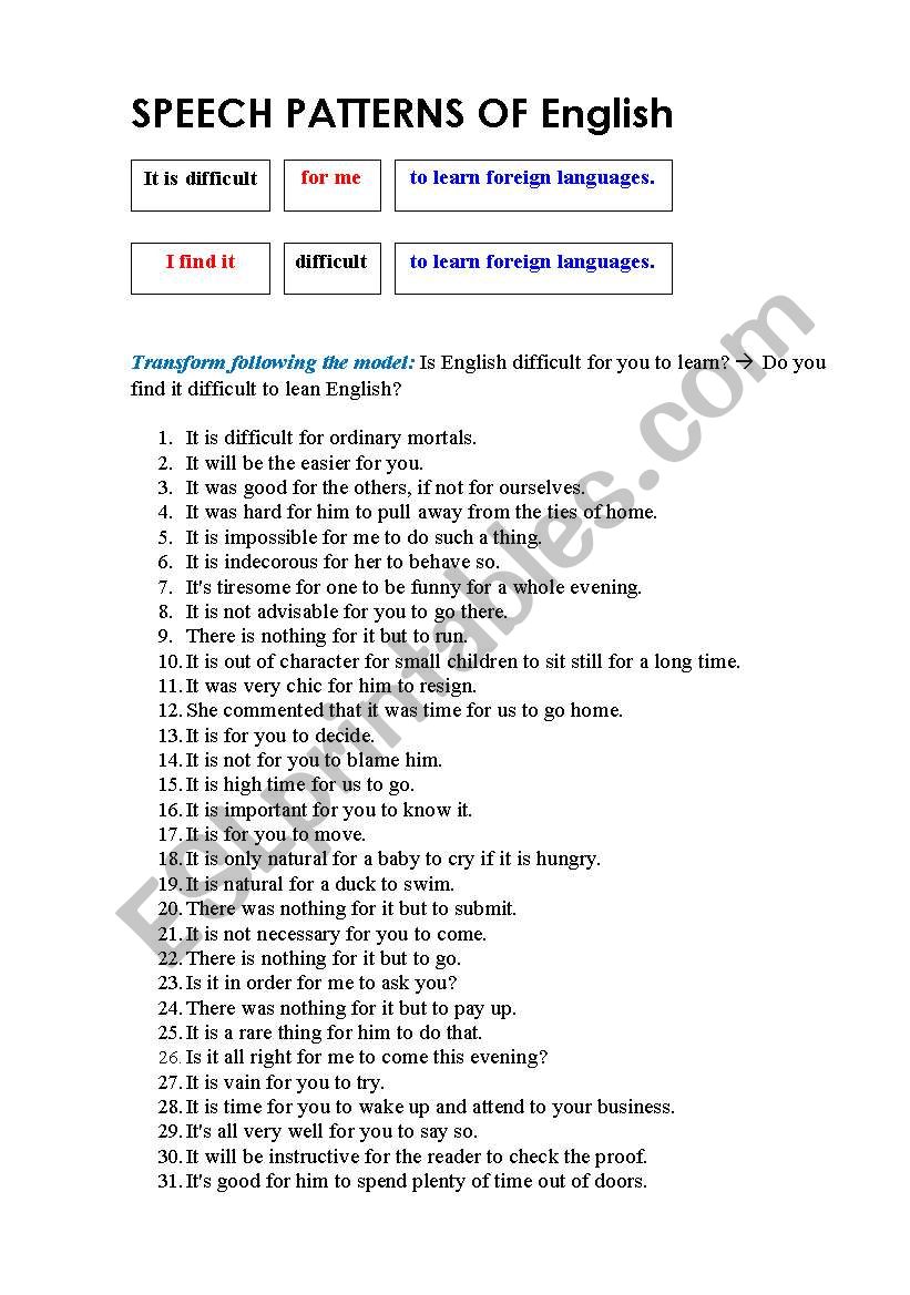 Infinitive structure worksheet