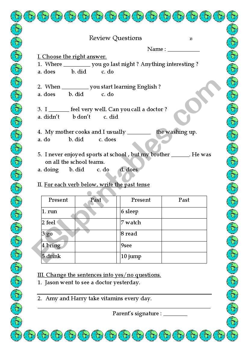 grammar worksheet