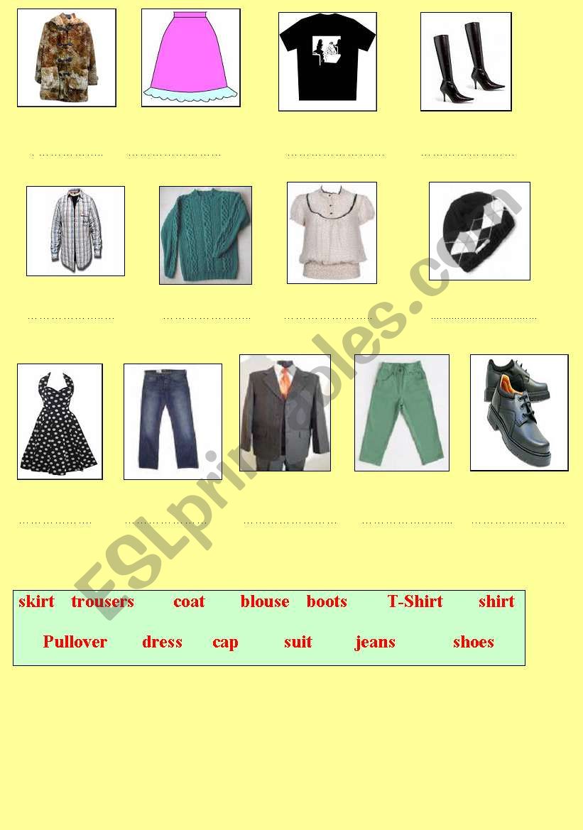 CLOTHES worksheet