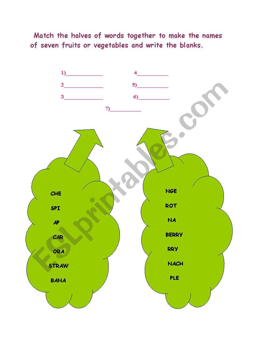 Fruits and Vegetable worksheet