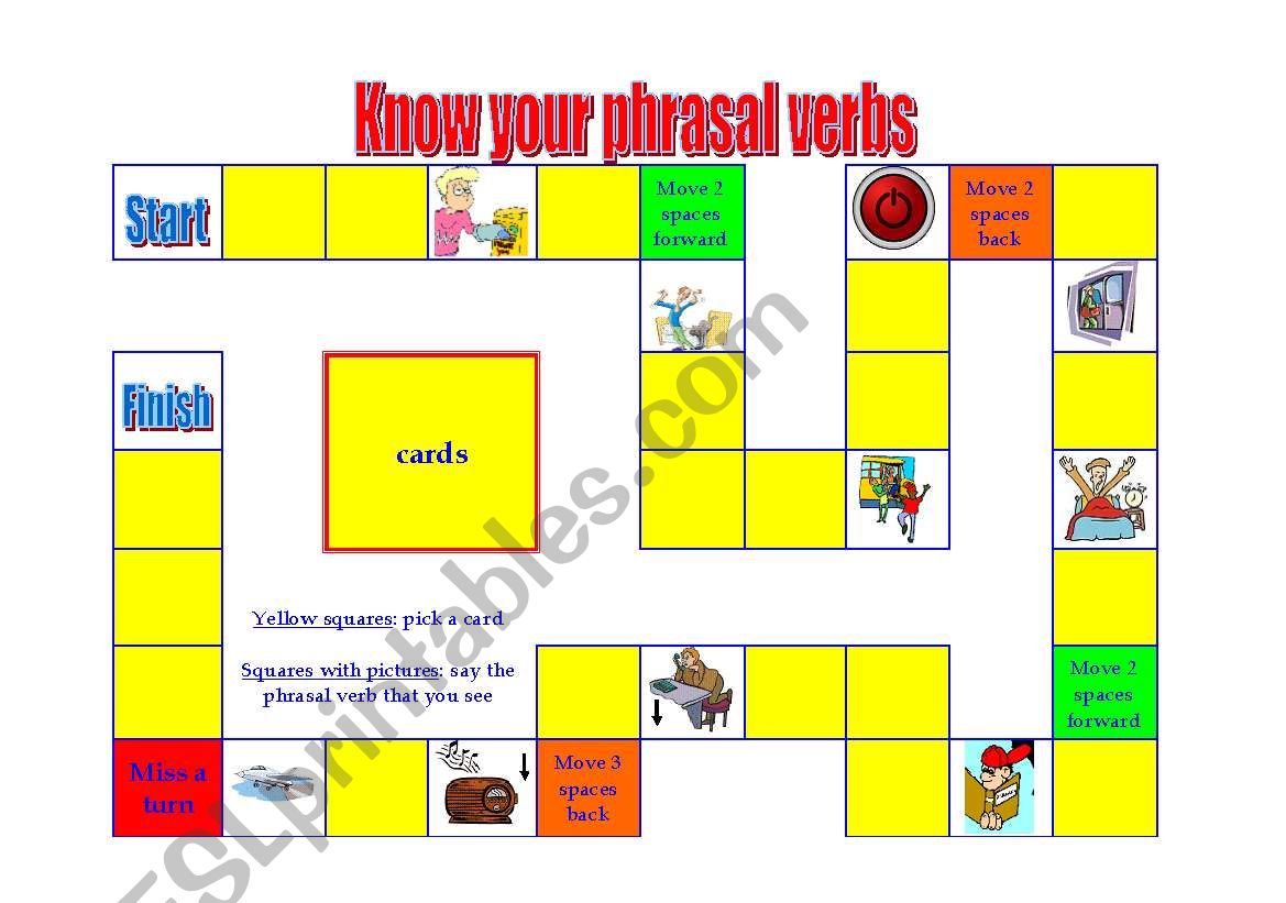 Know Your Phrasal Verbs Board Game ESL Worksheet By Roy Piepers