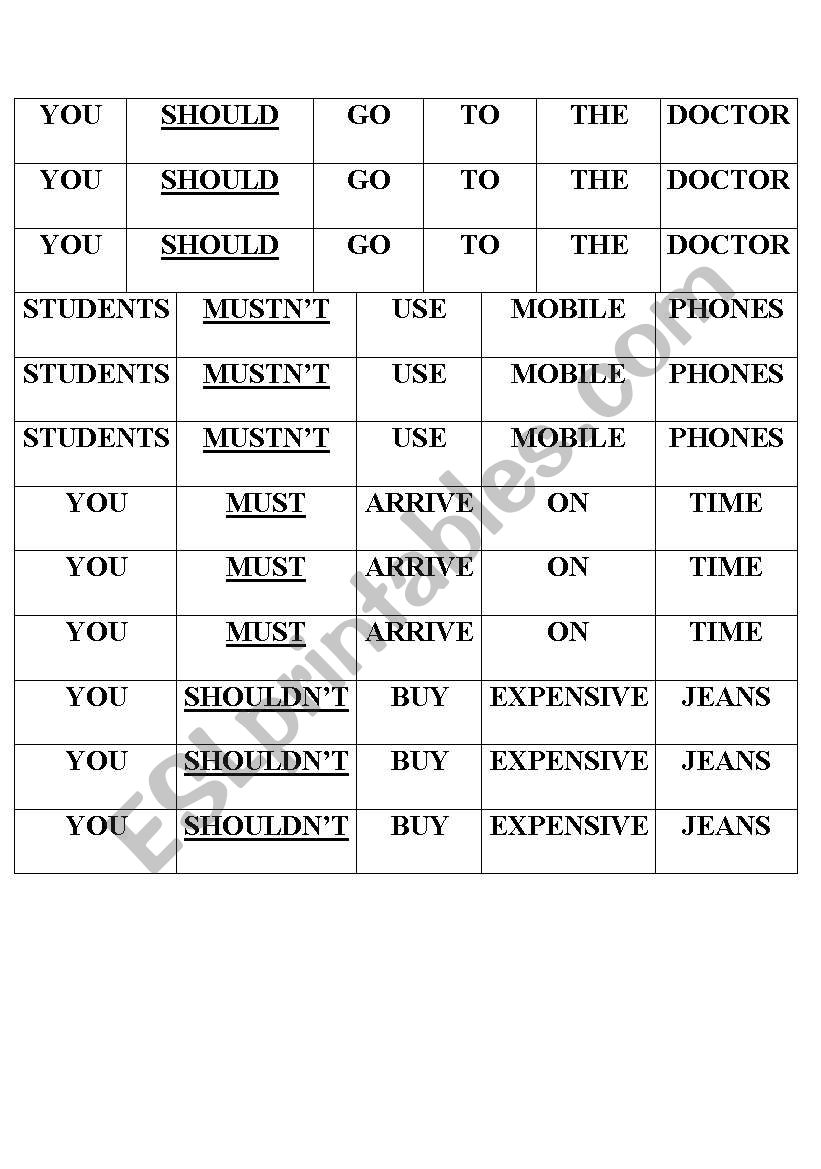 Modal verbs worksheet