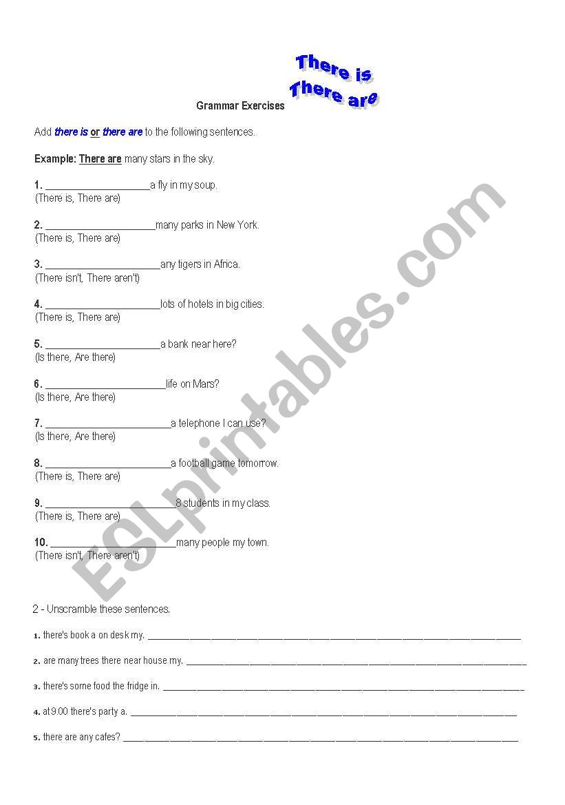 There is, There are exercises worksheet