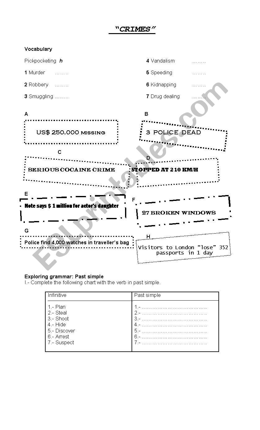 crimes worksheet