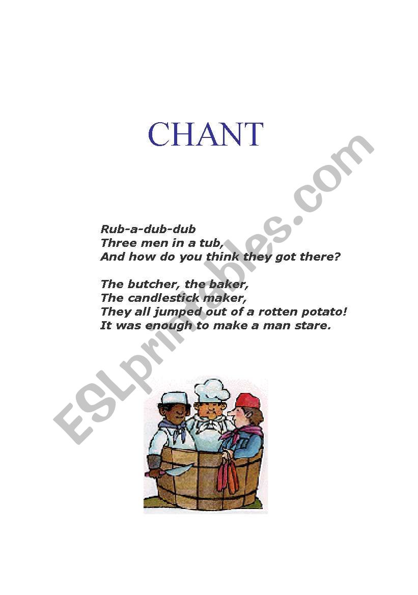Chant about jobs worksheet