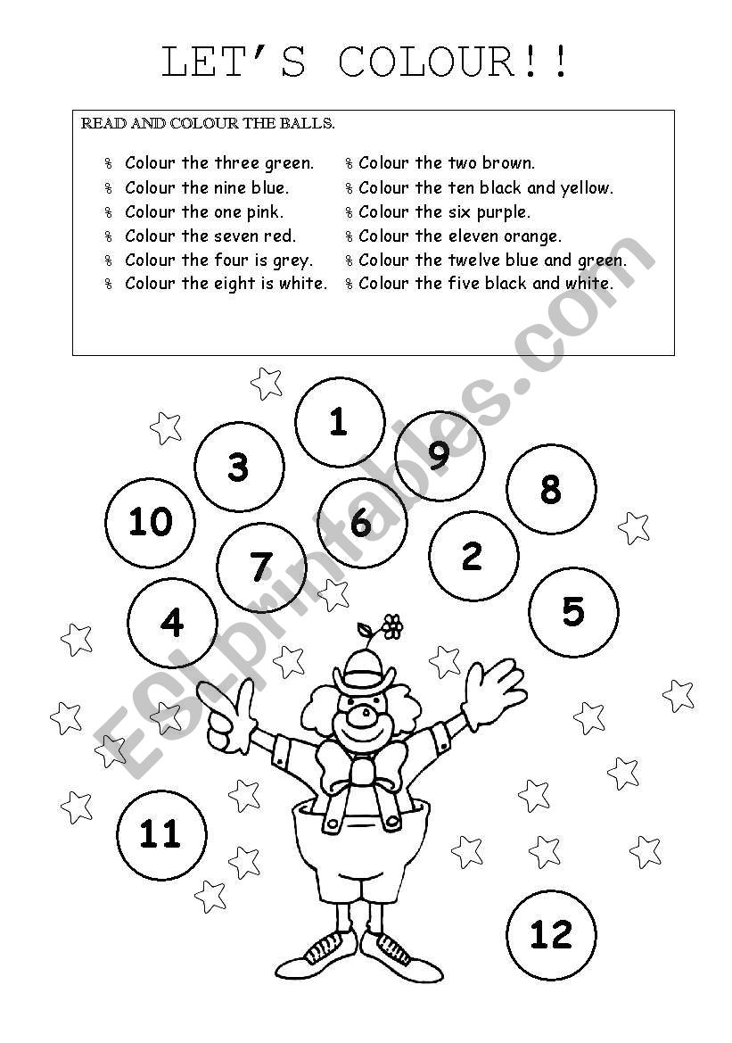 LET´S COLOUR THE NUMBERS - ESL worksheet by Fabiola Salinas