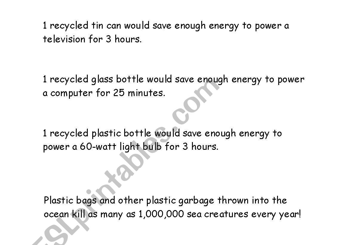 RECYCLING worksheet