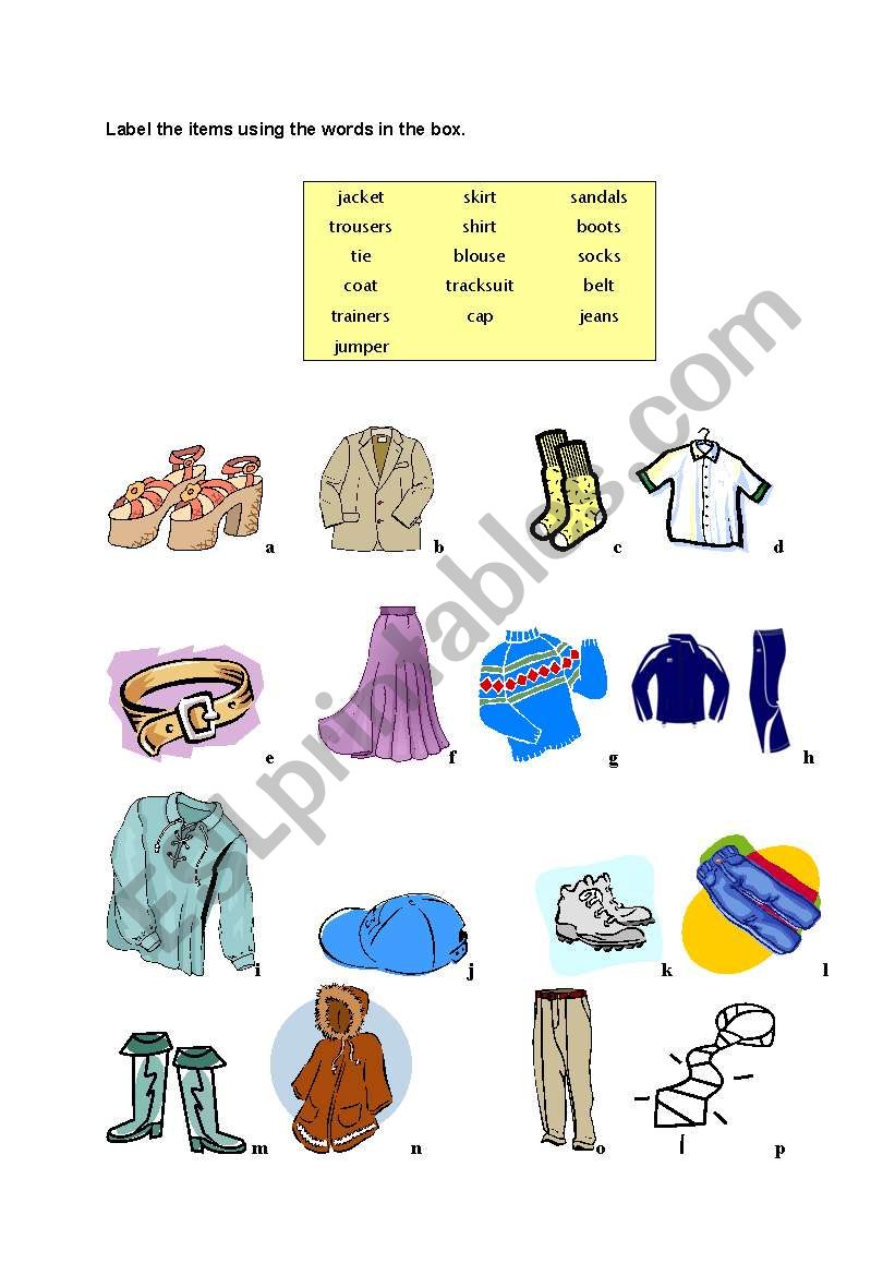 Vocabulary - Clothes - ESL worksheet by DangHongMinh