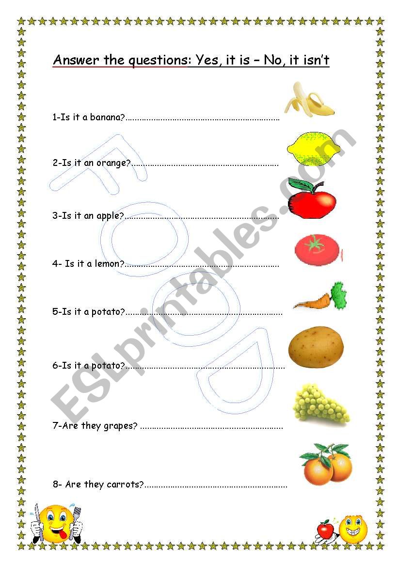 food worksheet