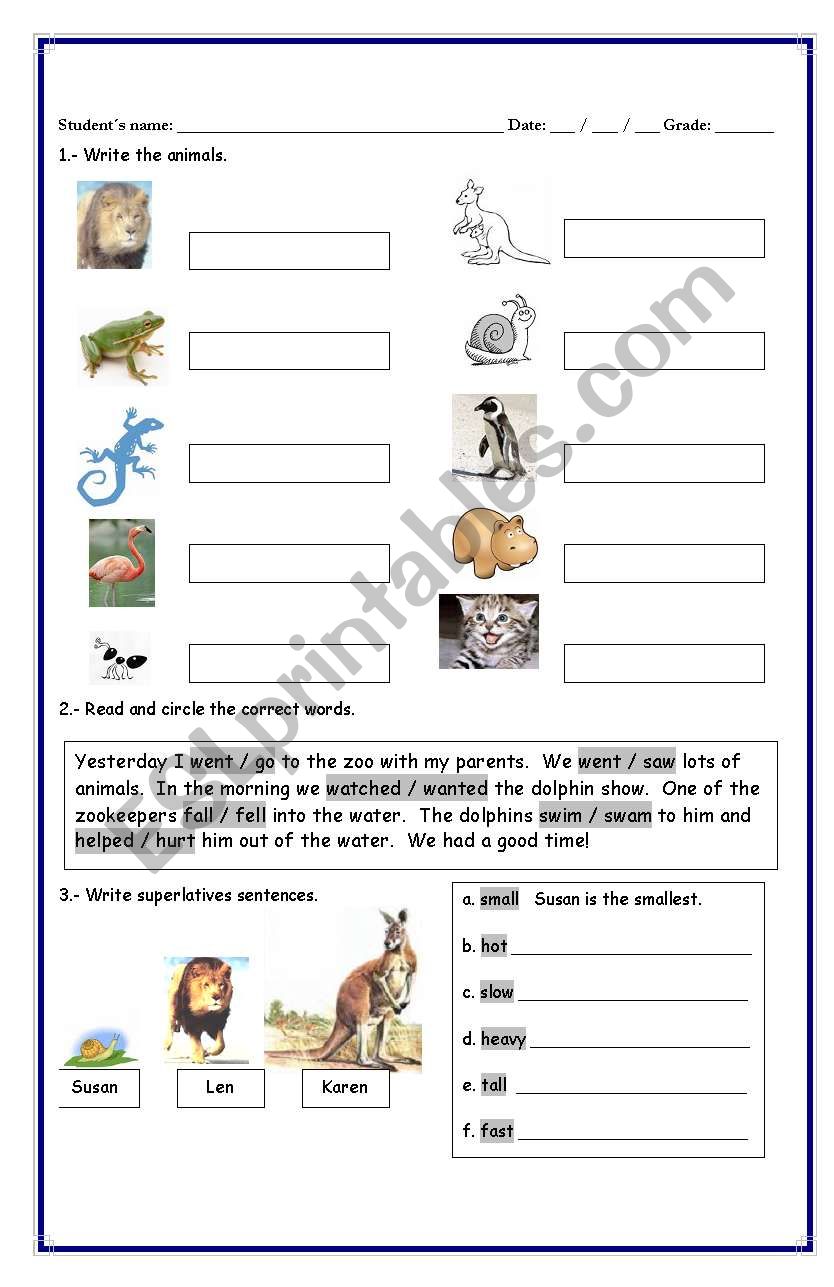 ANIMALS worksheet