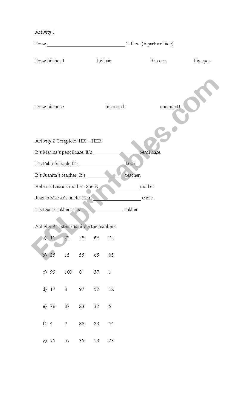 His or Her? worksheet