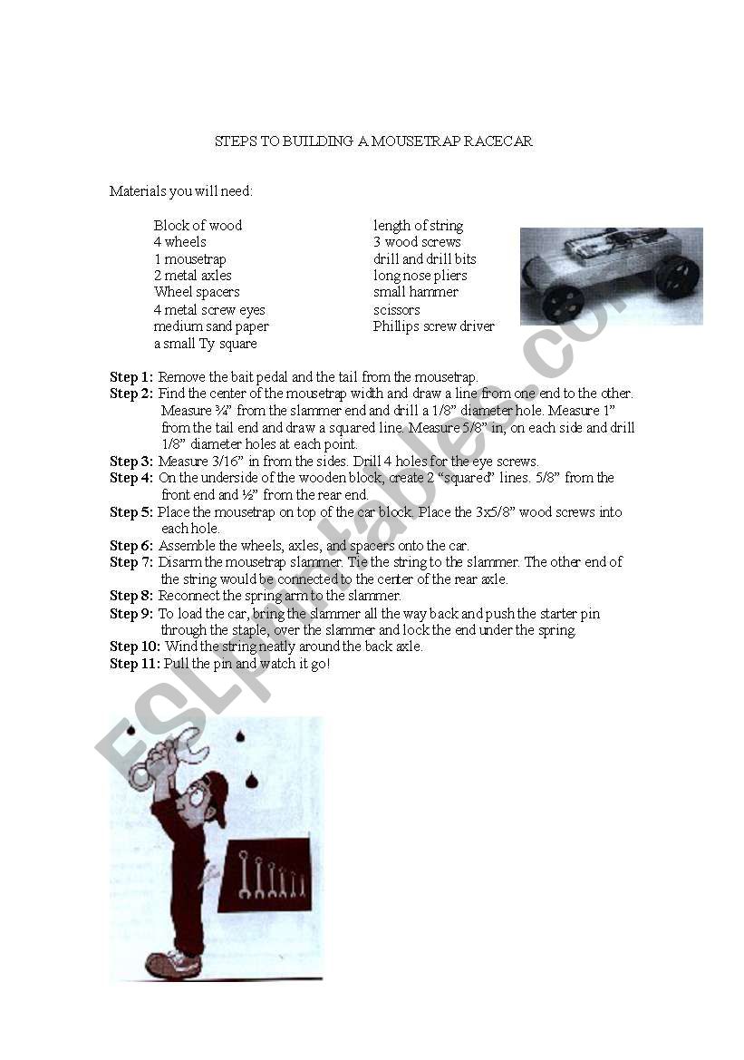 Mousetrap Racecars worksheet