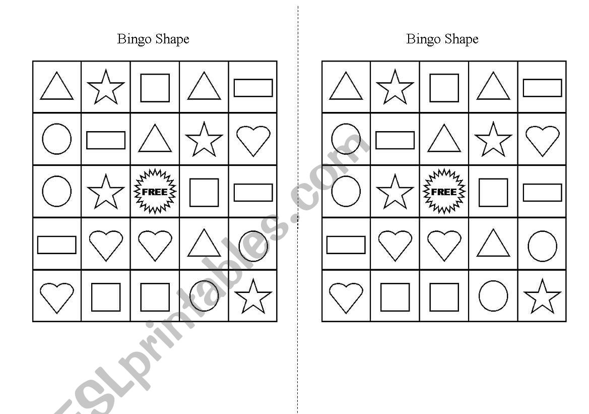Bingo Shapes worksheet
