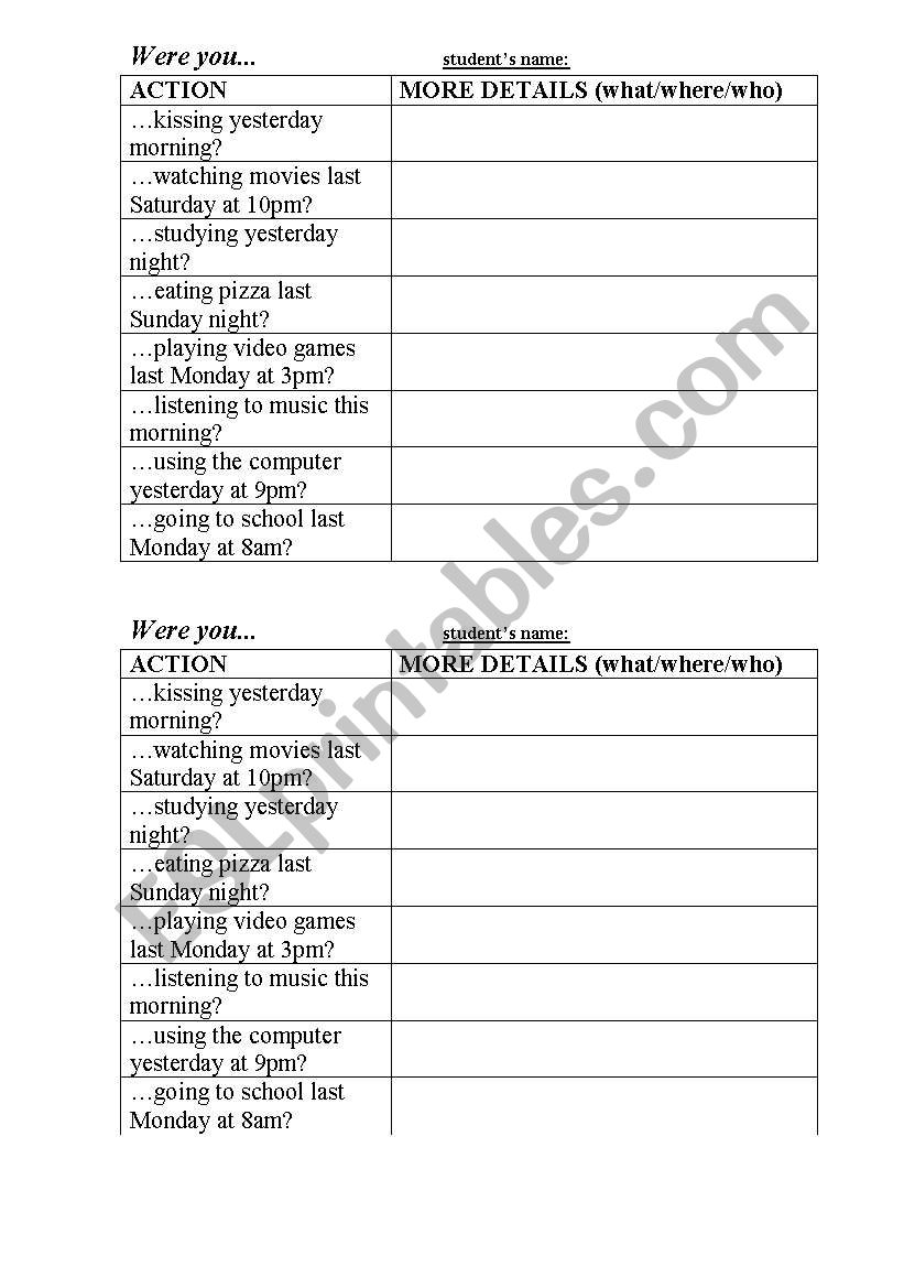 Were You Kissing Yesterday Night ESL Worksheet By Rafinha83