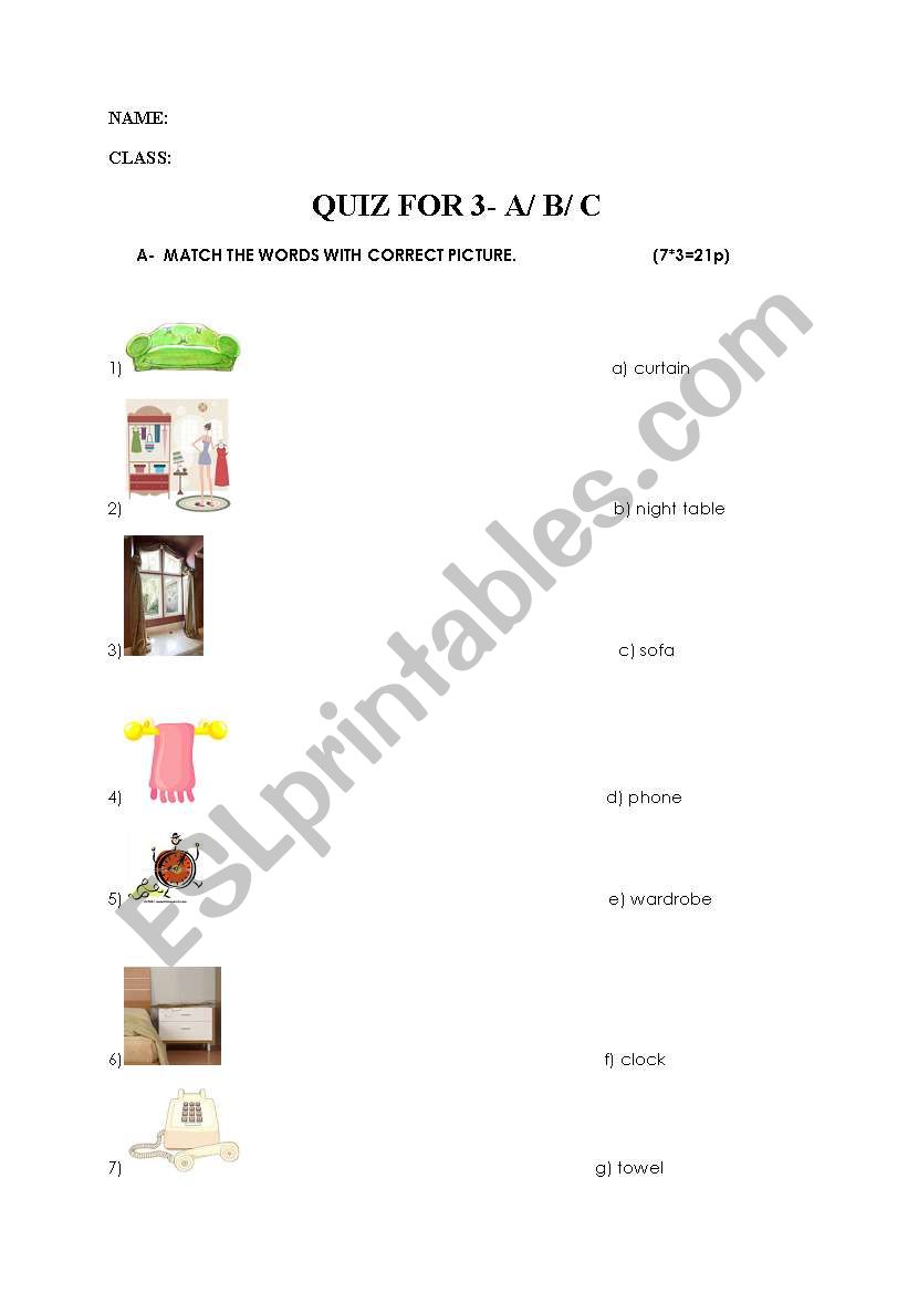 word quiz worksheet