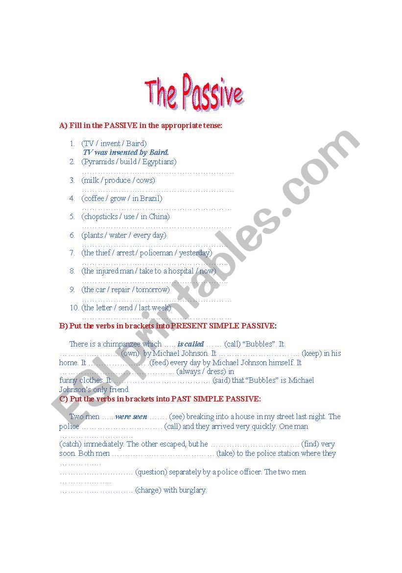 the passive voice worksheet