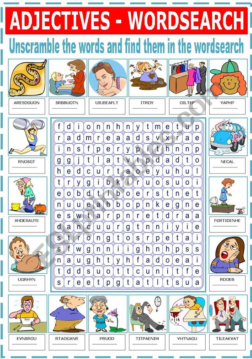 Wordsearch For Adjectivesworksheets Adjective Words Adjective The Best Porn Website