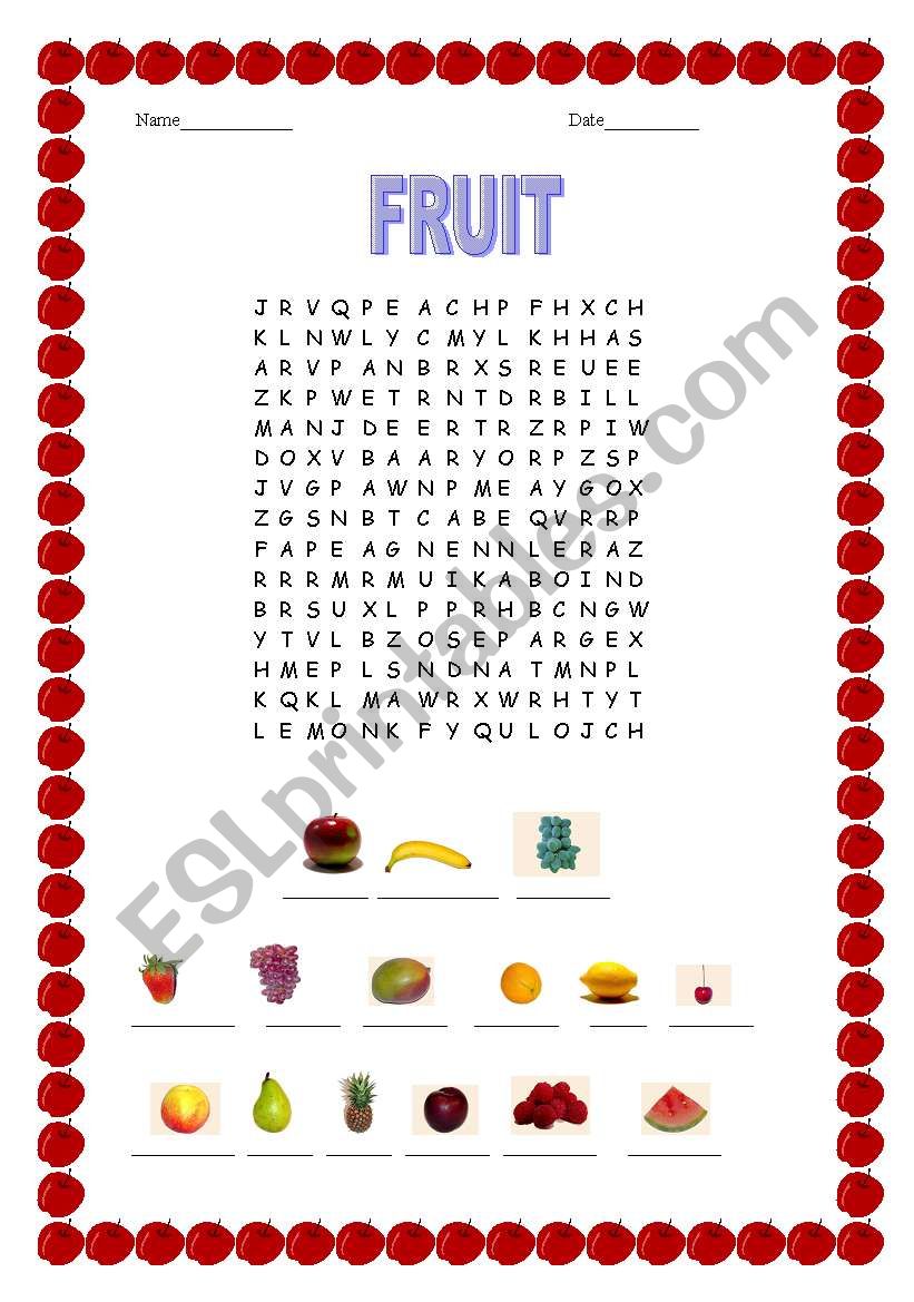 FRUIT worksheet