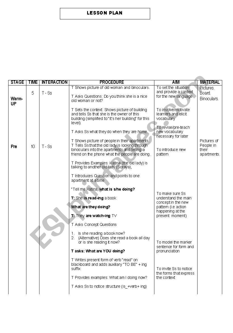 Present Progressive worksheet