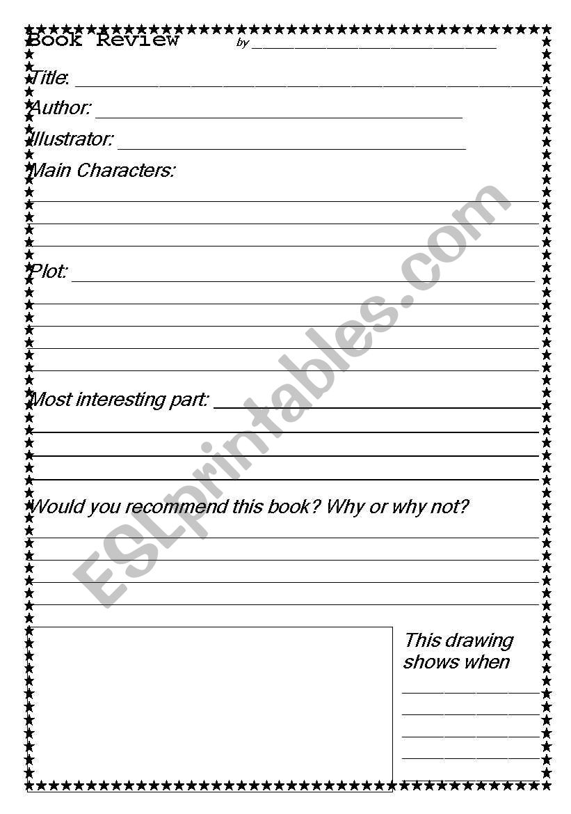 Book Review worksheet