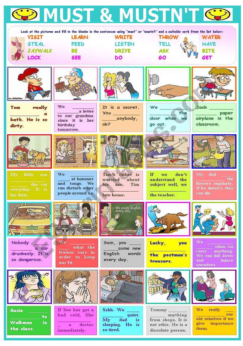 MUST & MUSTN´T - ESL worksheet by abut