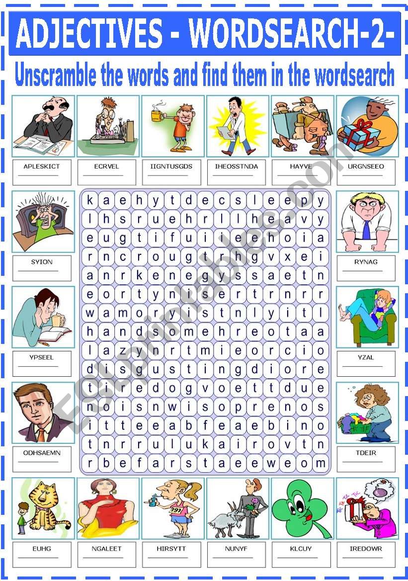 ADJECTIVES WORDSEARCH 2 ESL Worksheet By Katiana