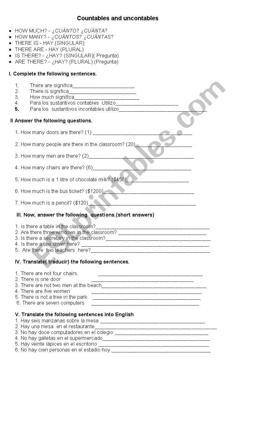 How much and how many - ESL worksheet by bavarua